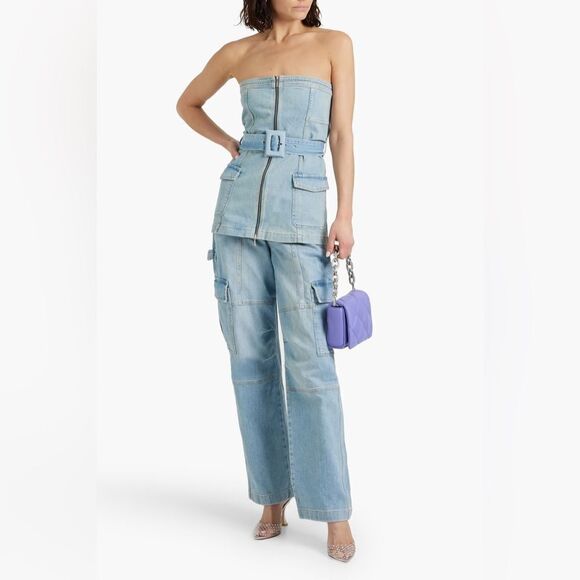 SIMKHAI Kota Strapless Denim Top Size 8 - Picture 2 of 8